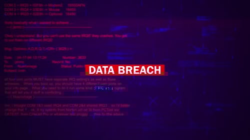 Data Breach Warning Text On Hacking Background Screen V03