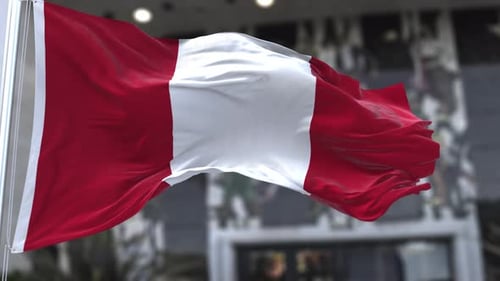 Peruvian Flag Waving Realistic Seamless Loop