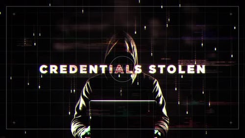 Hacker Hooded Figure Glitch Text Reveal