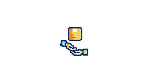 Animated Flat Design Icon of Hand Delivering Package