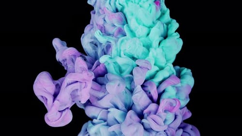 Colorful Paint Swirls Blend Abstractly on Black Background