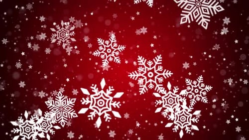 Natural Winter Christmas with Red Heavy Snowfall Snowflakes