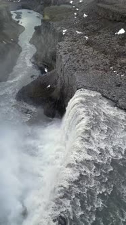 Aerial view of Dettifoss waterfall, Iceland.