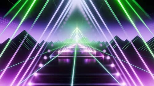 Les néons convergent vers un point lumineux