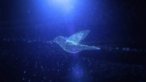 Un encantador colibrí digital se desliza a través de partículas cósmicas.