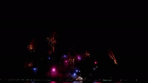Colorful pyrotechnic display during the Pattaya International Fireworks Festival 2023, at Chonburi p