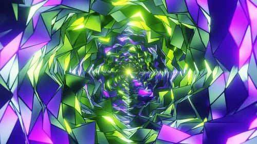 Purple And Green сomics Style Color Rocky Tunnel Background Loop Animation In 4K