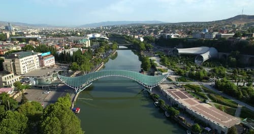 Aerial View of the Peace Bridge in Tbilisi