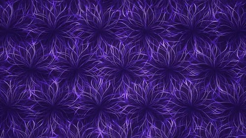 Abstract Glowing Floral Pattern Seamless Loop in Purple