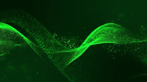 Abstract Green Digital Wave Particles Background Loop