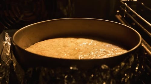 Cake Baking in Oven, Time-Lapse