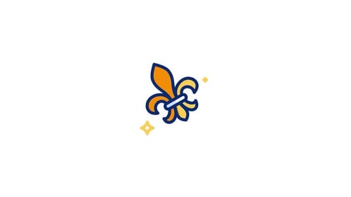 Modern Animated Fleur-de-lis Icon with Sparkles