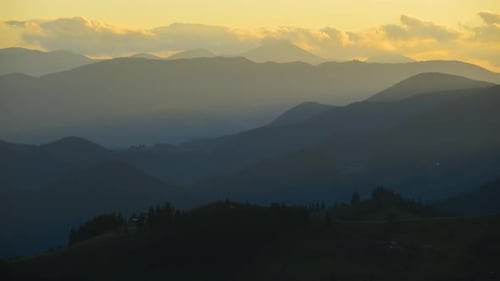 Rolling Mountains at Sunrise or Sunset