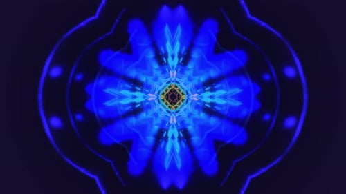 Dynamic Blue Geometric Kaleidoscope Pattern Background