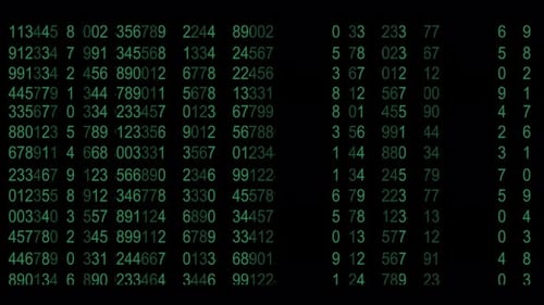 Abstract Green Digital Code Data on Black Screen Background