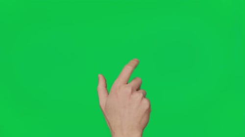 Male Hand Touching Clicking Tapping Sliding and Swiping on Chroma Key Green Screen Background