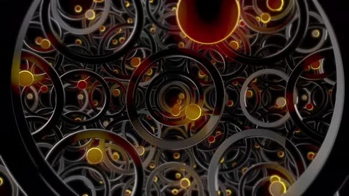 Abstract Geometric Rings with Glowing Spheres Seamless Loop