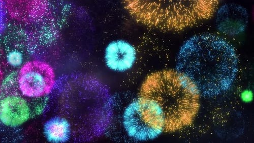 Vibrant Colorful Fireworks Display Celebration Background Loop