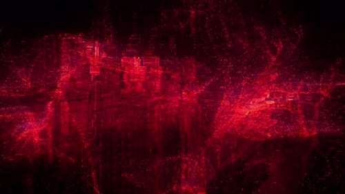 Red HUD Cyber Glitch Loop Background Artificial Intelligence Concept