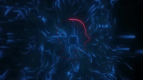 Circuit cérébral futuriste IA Connexions neuronales lumineuses Cybertechnologie Intelligence artificielle Barre numérique