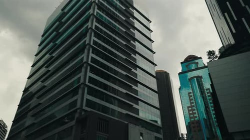 Modern Buildings in Urban Environment on Cloudy Day