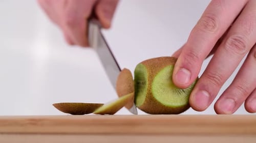 Cut Into Pieces Ripe Green Kiwi
