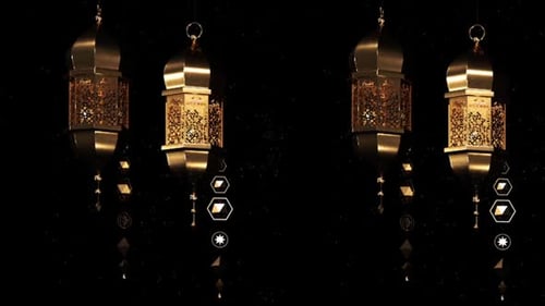 Golden Islamic Lanterns Animation Loop for Ramadan and Eid Celebrations
