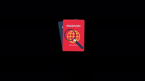 Animated Passport with Magnifying Glass and Approved. Passport Check Concept Video - Transparent