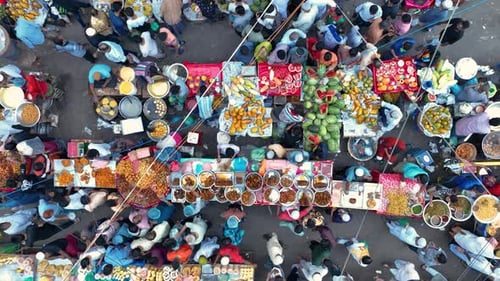 Aerial view of Chawk Circular Road market, Bangladesh.