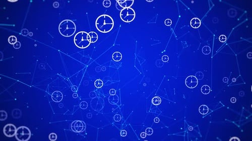 Clock Icon Plexus Technology Background Loop