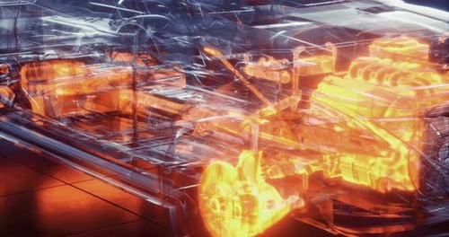 Transparent Car Revealing Intricate Internal Components and Design Features