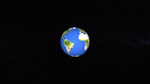 Animation of Earth planet seen from galaxy in space, stars milky, Asteroids Cloud and cosmos. 1152
