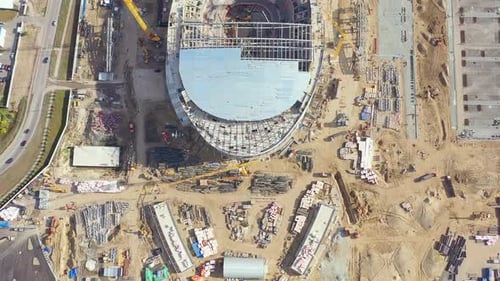 New Constructed Arena Bowl at Building Site in Big City