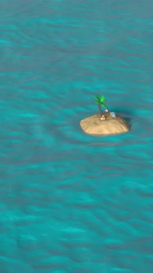 Animated Pirate Ship and Island with Tentacle Encounter