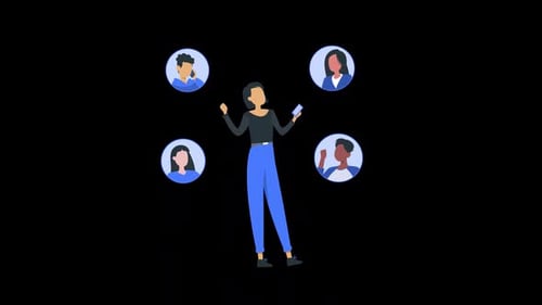 Animated Flat Design Illustration: Person Connecting with Social Network