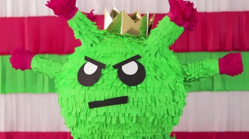 Coronavirus piñata. Mexican Crafts. Covid pandemic.
