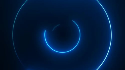 Neon Circle Blue Tunnel Background
