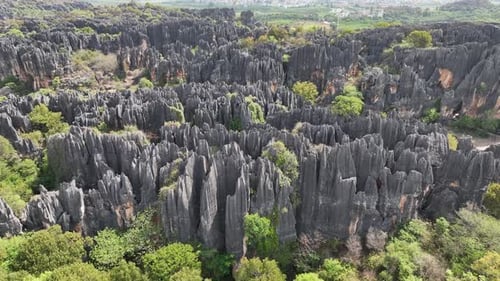Aerial View of Stone Forest, China.