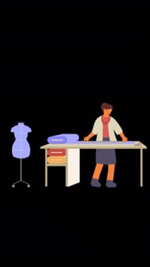 Tailor misst vertikale Stoffanimation auf Alpha