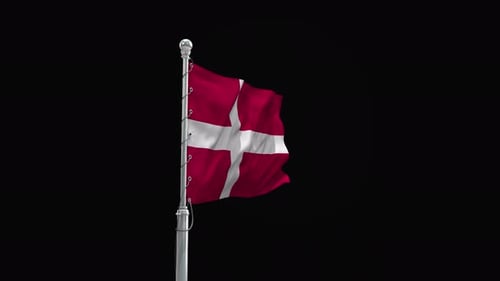 Realistic Denmark National Flag Waving Animation