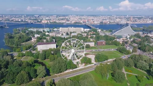 Construction of the Observation Wheel in Riga Latvia