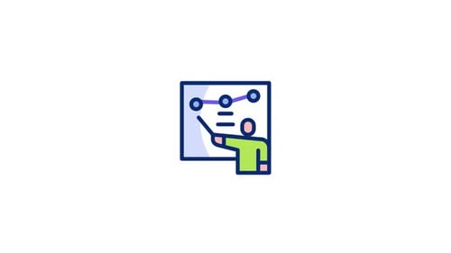Animated Flat Design Icon of Data Presentation and Analysis