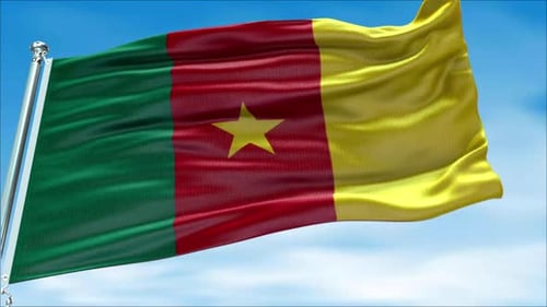 Realistic Cameroon Flag Waving Animation