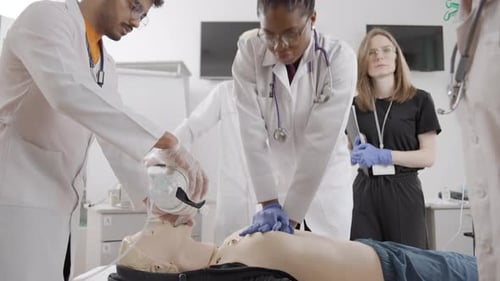 First aid training session at the clinic with hands-on CPR practice