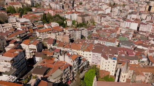 High Angle View of Dense Town Development Multistorey Apartment Houses in Residential Urban Borough