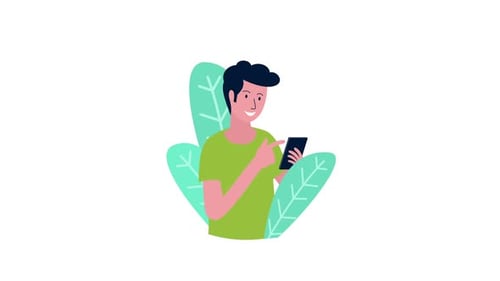 Flat Design Animation of a Person Using a Smartphone