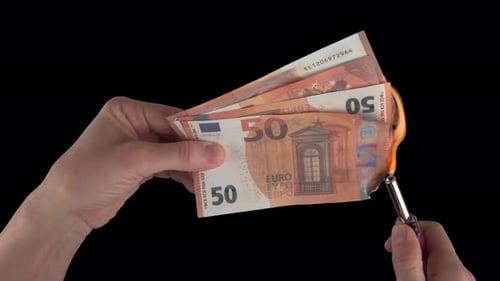 Burn Banknotes Green Screen Euro