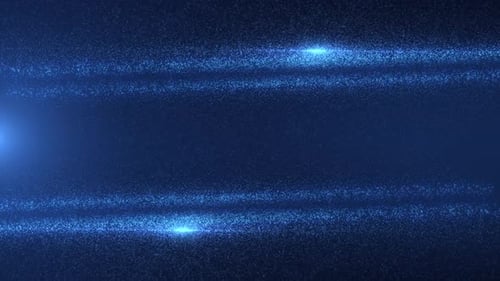Scène abstraite d'un cybermonde futuriste avec des surfaces rotatives de particules et de points lumineux