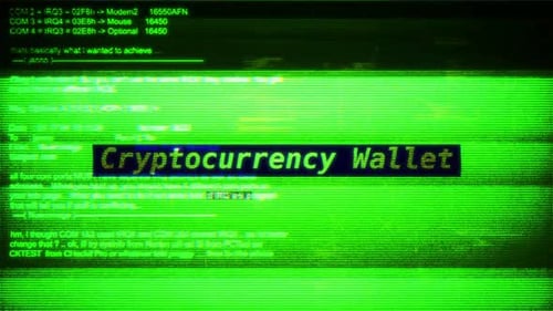 Monedero de criptomonedas en pantalla digital Mensaje en pantallas de computadora