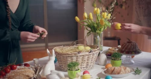 Preparing Easter Decorations with Family and Friends